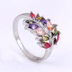 Luxury Gorgeous Women Jewelry Mix-color Zircon Rings for Wedding Engagement Party Set Gifts Size 6 -10