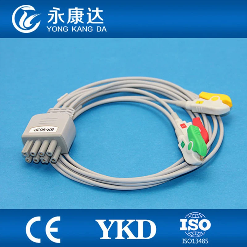 

3-lead IEC Clip ECG Leadwires For Nihon Kohden BR-903P Patient Monitor CE&ISO13485 Medical TPU Free Shipping