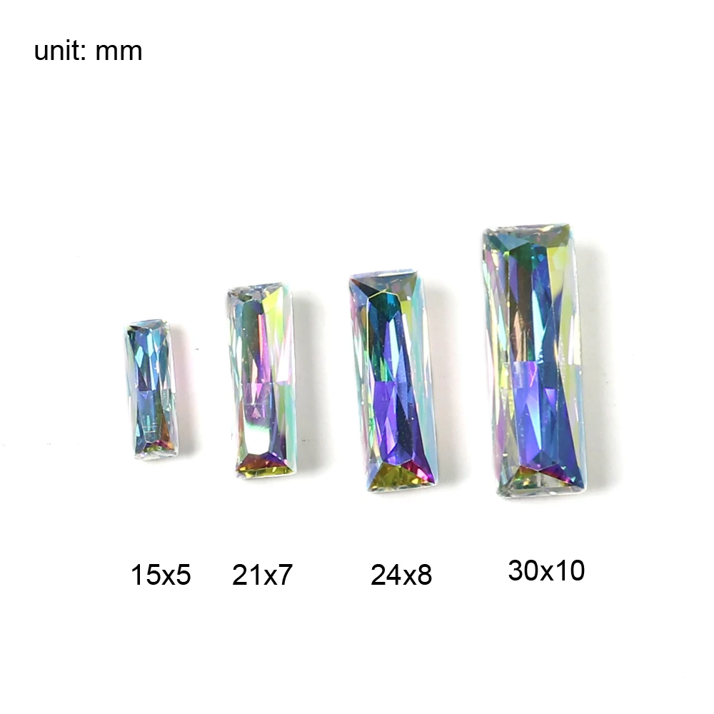 Rectangle Shape Crystal Fancy Stone 5*15mm Pointed Back Rhinestone K9 Crystals Loose For Needlework Clothes Decorative  Crafts