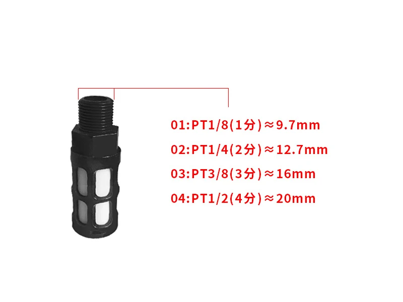 Komponenty pneumatyczne1/8 1/4 3/8 1/2 3/4 gwinty męskie BSP plastikowe tłumik pneumatyczny czarny niebieski powietrza szybkie wydechowy tłumik