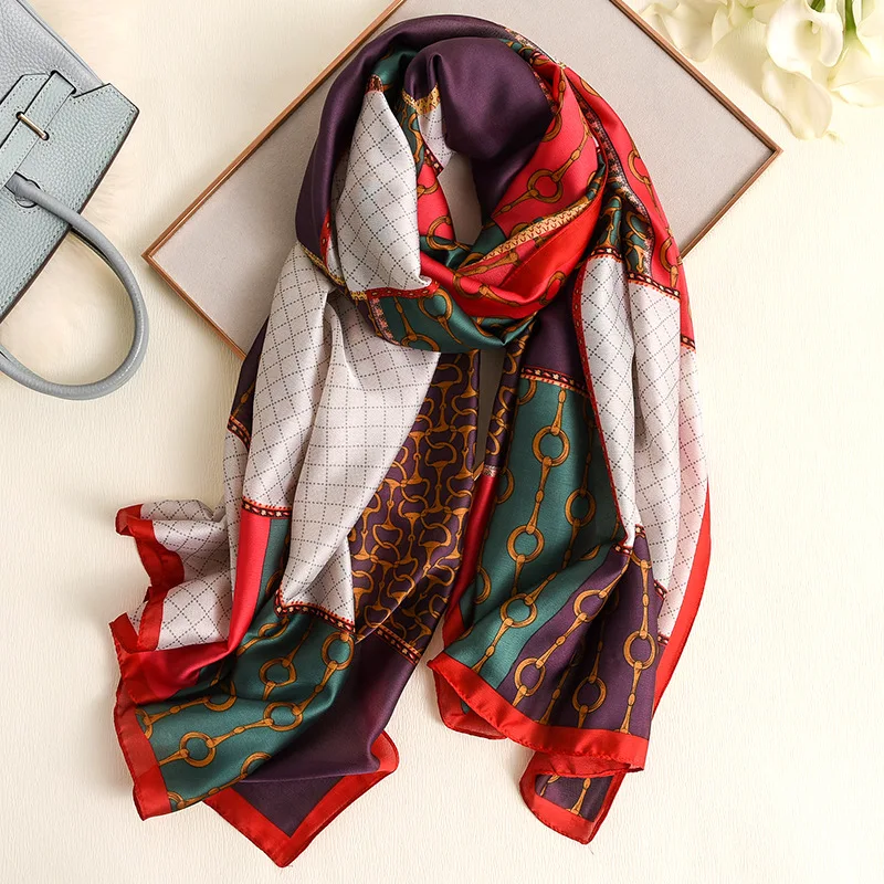 Luxury scarves Seaside Holiday silk Scarf  Fashion Silk Popular beach soft headcloth Women's Summer thin Sunscreen print Shawl