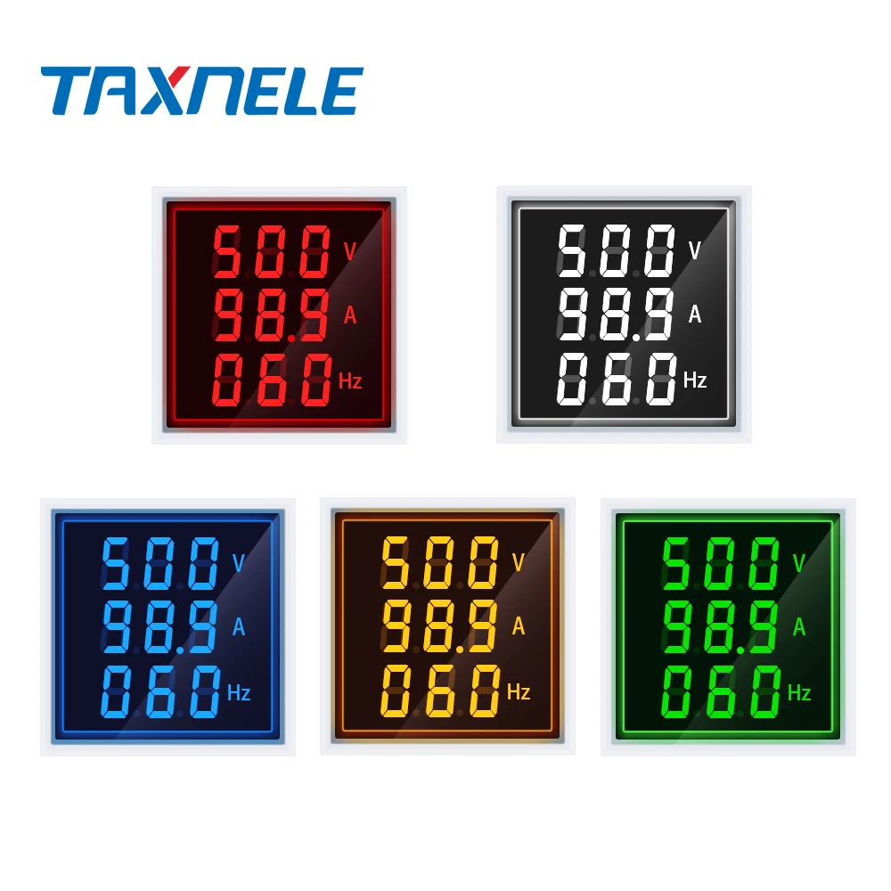التيار المتناوب 60-500 فولت 1-100A LED الفولتميتر الرقمي مقياس التيار الكهربائي هيرتز هرتز أضواء الإشارة 220 فولت الجهد الحالي متر فولت أمبير تستر الكاشف
