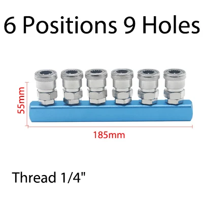 Pneumatische Anschlüsse Kompressor-Anschluss 1/4 Schnellkupplung Luft-Gas-Verteiler für Pumpenwerkzeug-Kupplung Verteiler Mehrfachverteiler – Detail 13