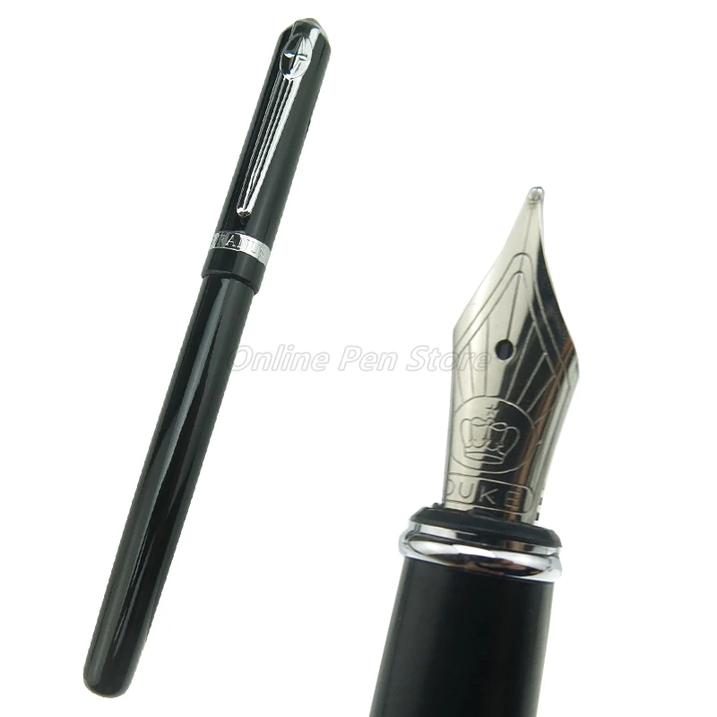 

Duke 962 Black And Silver Medium Nib Fountain Pen Professional School Office Stationery Writing Tool Pen Gift