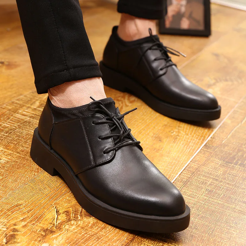 new design business shoes for men casual breathable genuine leather platform shoe gentleman formal dress black sneakers zapatos