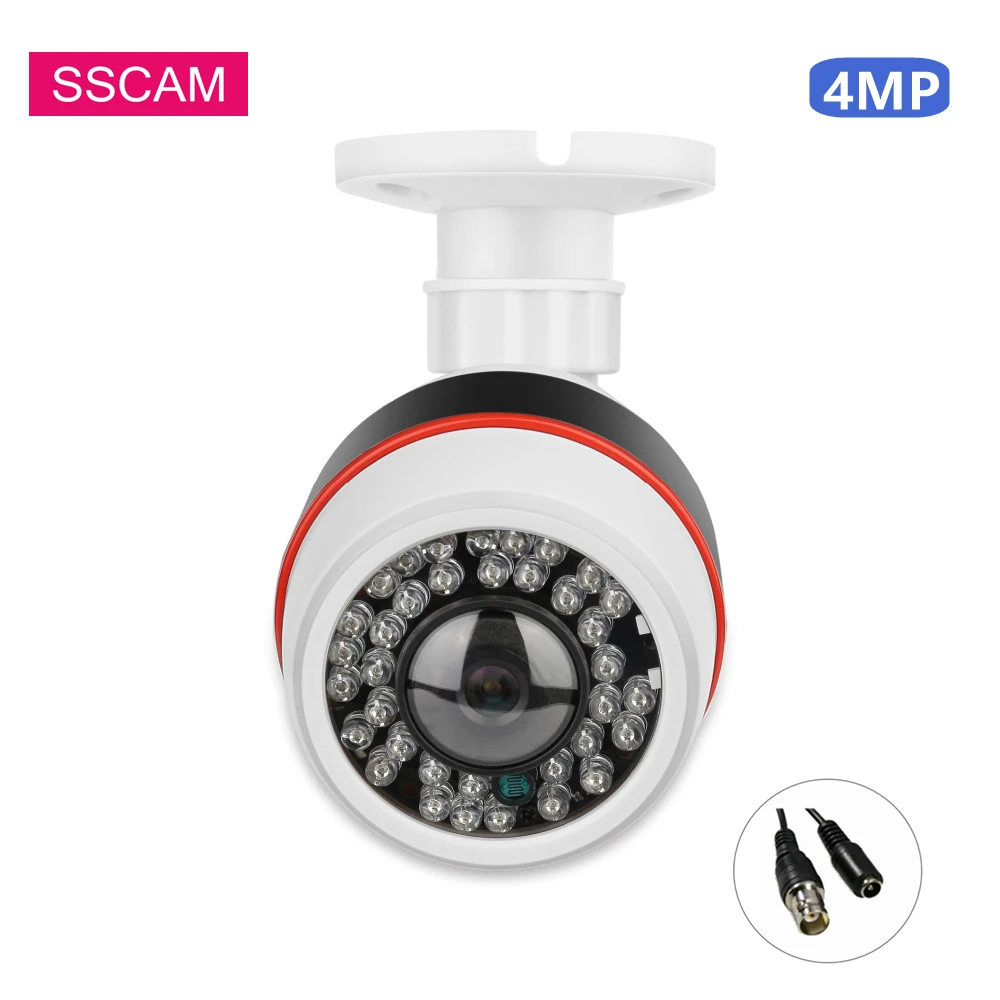 4MP Bullet AHD Surveillance CCTV Camera Outdoor  20M Night Vision Waterproof Wide Angle Home Security Fisheye Camera OSD Cable