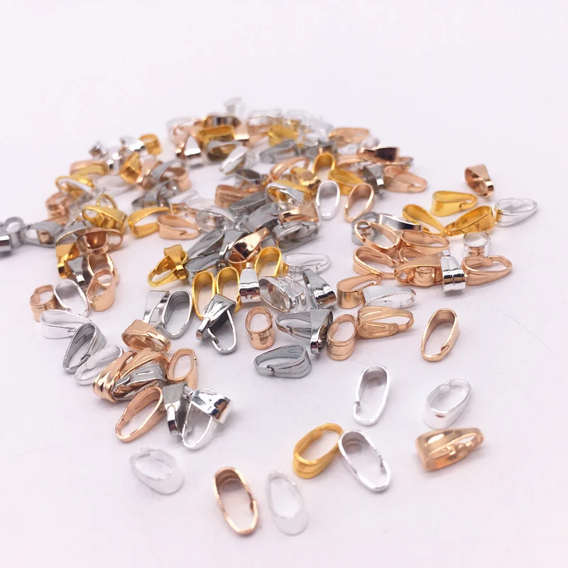 300pcs/lot 3x7mm Pendant Necklace Buckle Clasp Connectors, Pinch Clip Bail Pendant Hooks DIY Jewelry Findings Accessories