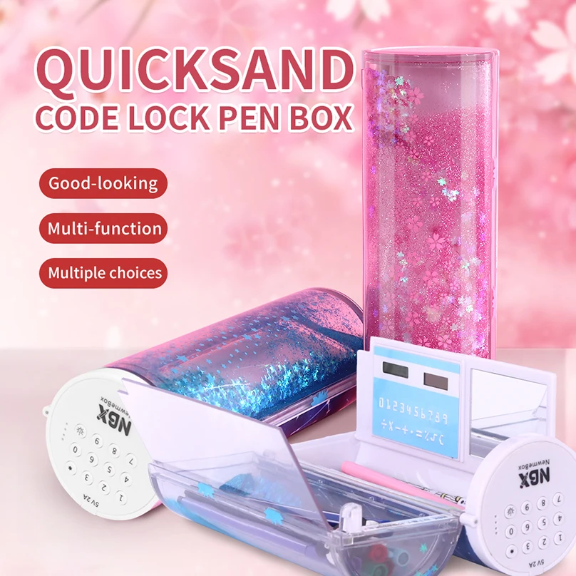 Newmebox Calculator Pencil Case Kawaii Pencil Cases Large Stationery Electronic Locks Pen Case School Supplies NBX Pencil Box