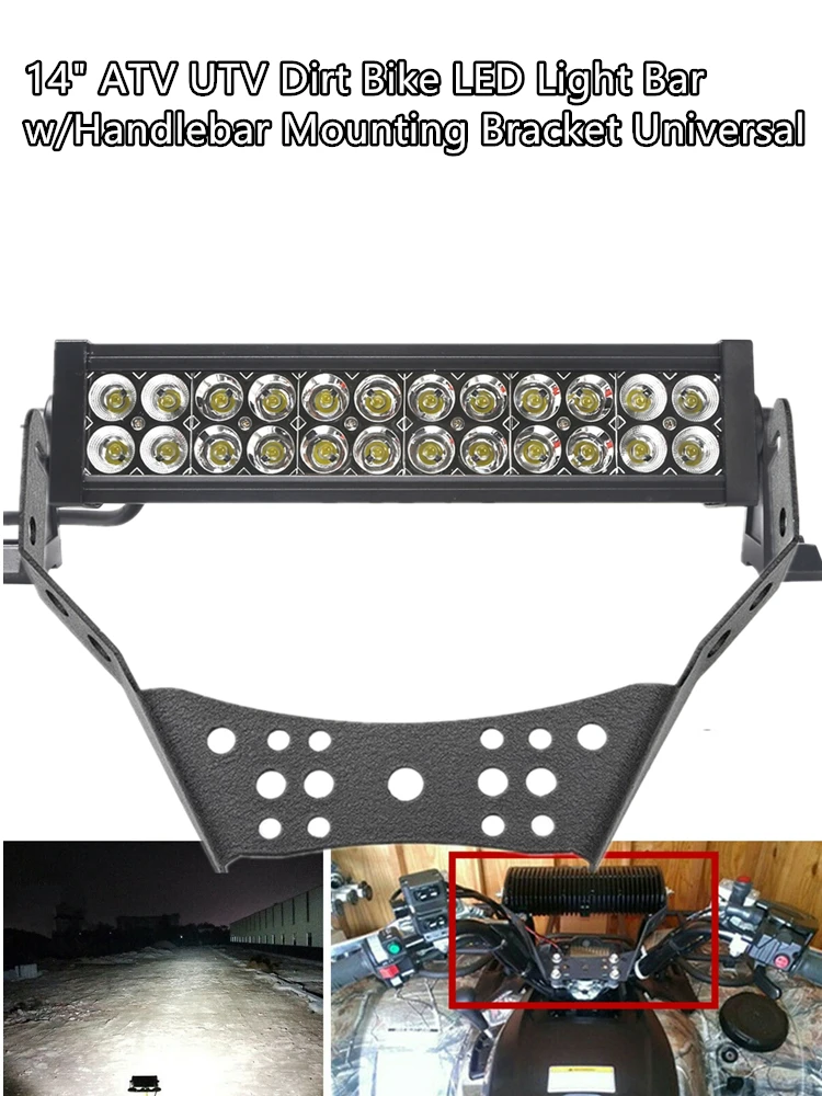 

Universal 14Inch 72W Car Driving LED Light Bar With Handlebar Mounting Bracket Set For ATV UTV Offroad Motorcycle Accessories