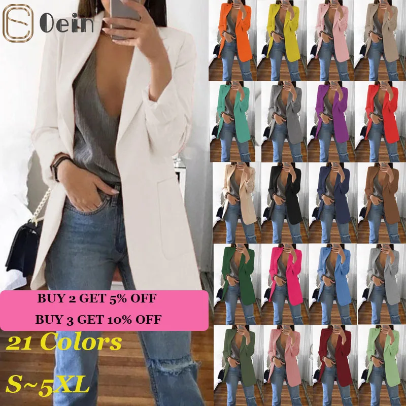 Women\'s Blazers Jacket 2024 Spring and Autumn Female Jacket Oversize Office Long Sleeve Solid Color Coat Loose Casual Clothes