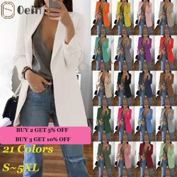 Women's Blazers Jacket 2024 Spring and Autumn Female Jacket Oversize Office Long Sleeve Solid Color Coat Loose Casual Clothes