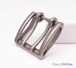 55*52MM Heavy Duty Silver Double Tongue Pin Prong Pin Belt Buckle Fits 40MM Belt Straps