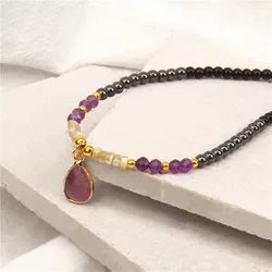 40cm Drop Pendant Necklace Natural Quartzs Stone Beaded Charm Necklaces Vintage Female Energy Necklace for Women Jewelry Gifts