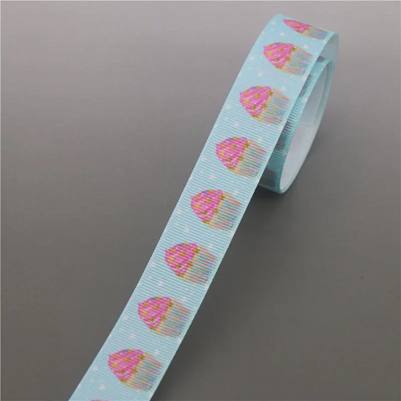 DUWES 50yards cupcake sushi Printed Grosgrain Ribbon Accessory Hairbow Headwear Decoration DIY Wholesale OEM D1164