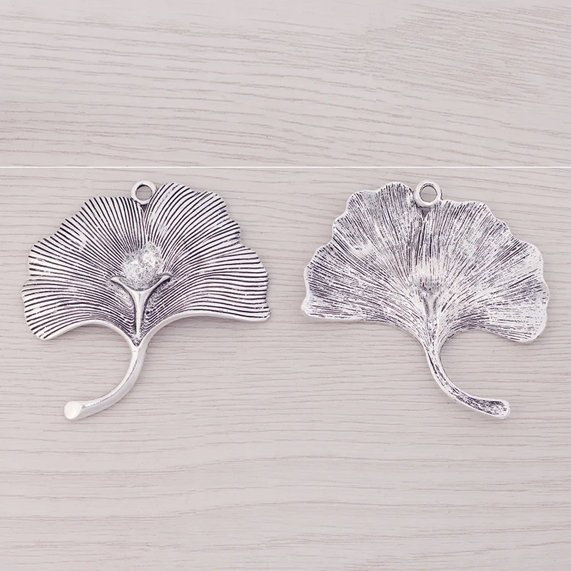 3 x Tibetan Silver Large Ginkgo Biloba Leaf Charms Pendants For DIY Necklace Jewelry Making Accessories 71x67mm