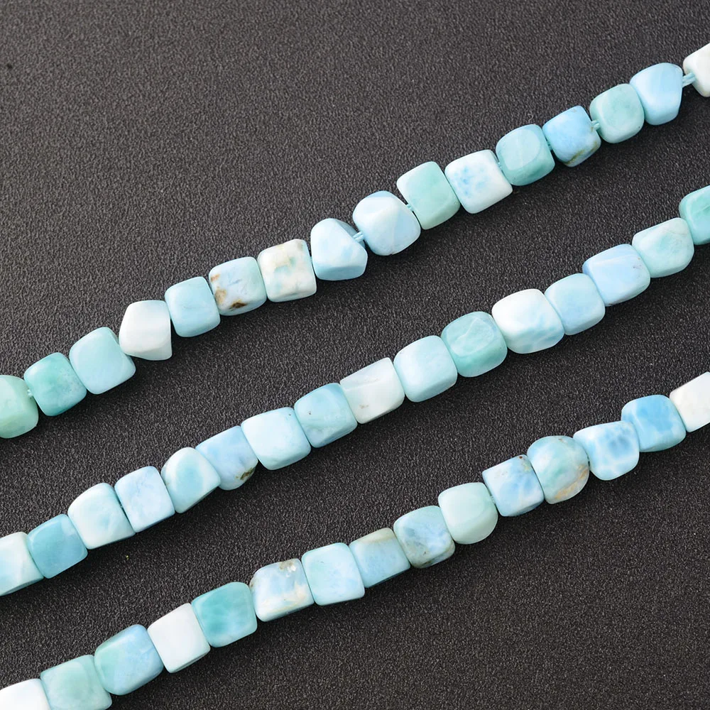 1 strand  AA+ Natural 5-6mm larimar square strand loose stone beads 15.5 Inch