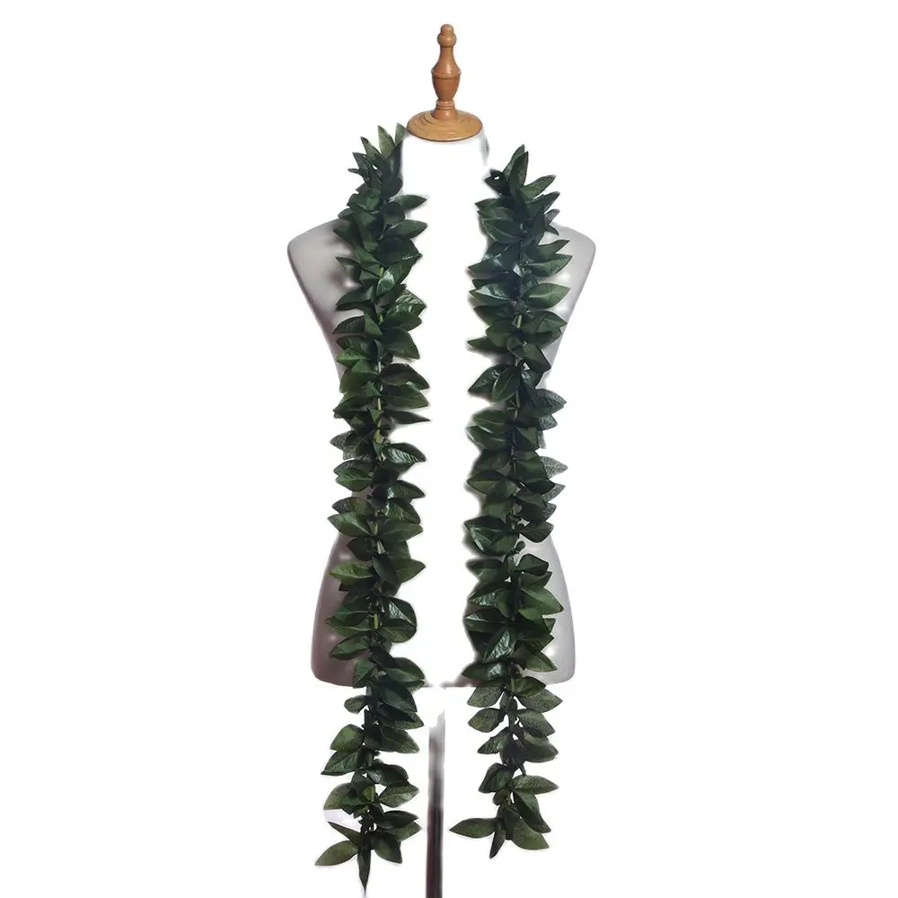 

Free Shipping HL00079 50pcs/lot 180cm Artifical Silk Small Maile Lei Hawaii Hula Girl Dancer Necklace Aloha Summer Beach Leis