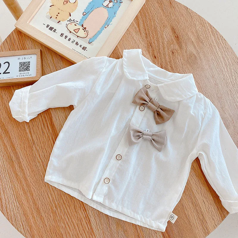 2pcs Spring Baby Clothing Set Toddler Boys Suit Bow Tie Blouse And Shorts 2 Pcs Birthday Clothes