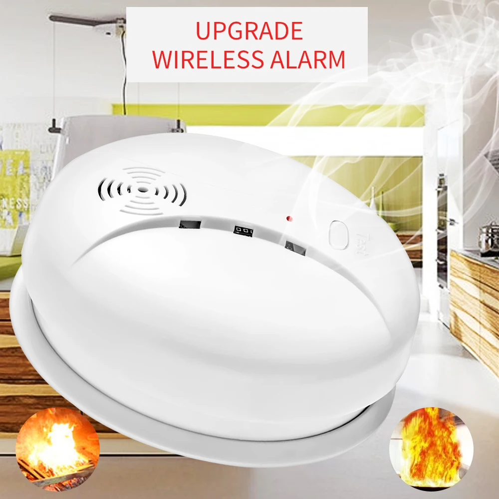 Imagem -04 - sem Fio Smoke Alarme Sensor Home Security Alarm System Roubo Alarme Trabalhar com Gsm Wifi 433mhz