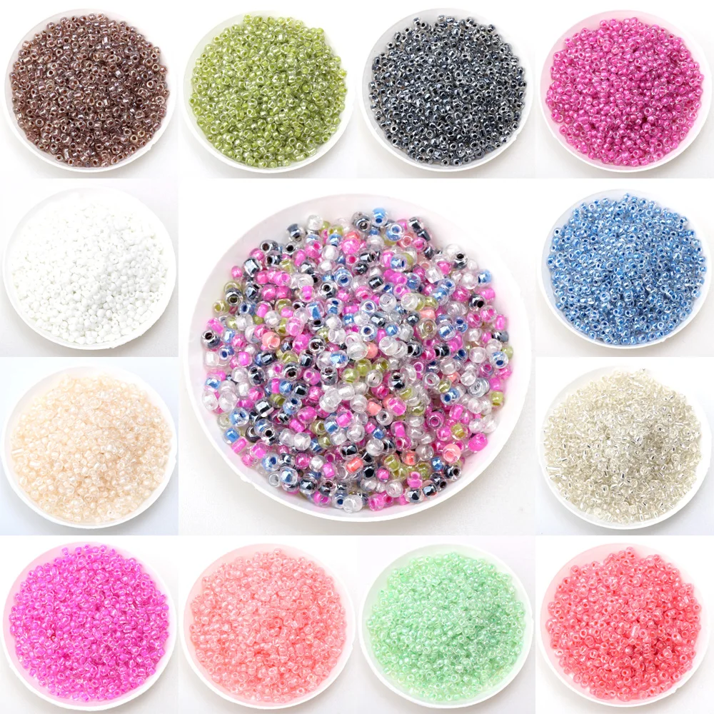 2MM/3MM/4MM Fantasy Crystal Inside Colored Glass Seed Beads For Jewelry Making DIY Earring Necklace Bracelet Charms Handmade