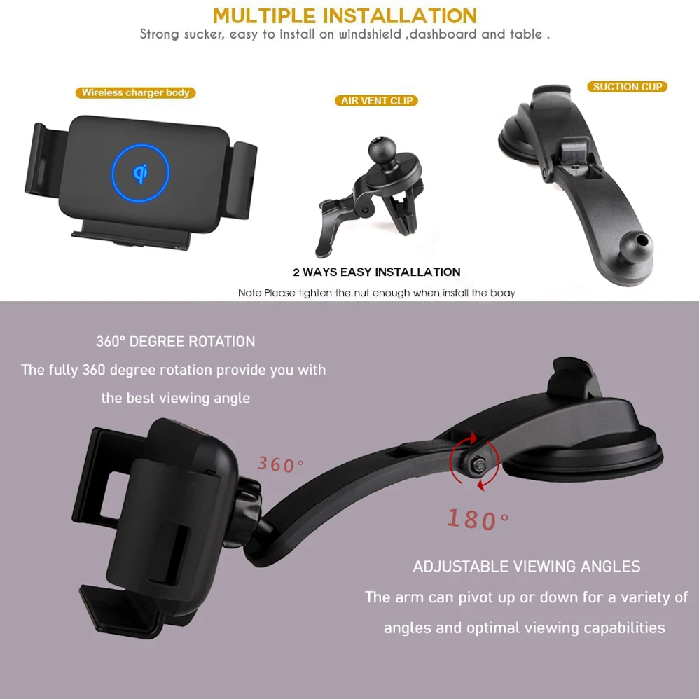 Imagem -06 - Braçadeira Automática de Navegação Horizontal Suporte do Carro Carregador sem Fio para Samsung Galaxy z Fold Note9 S20 Ultra 5g Note10 S10 Note20 Iphone 13 12 Pro Max xs Max 11 Pro xr Xiaomi Huawei Titular