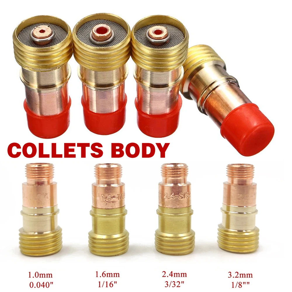 4/8/16pcs Forgelo Brass Collets Body Stubby Gas Lens Connector With Mesh For Tig WP-17/18/26 Torch Welding Accessories