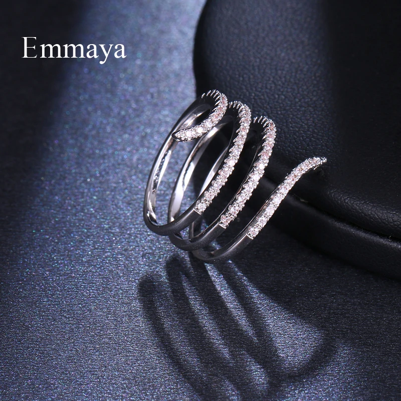 Emmaya New Design For Female Spiral Shape Cubic Zircon Ring  Adjustable Attractive Gifts In Weeding Party Fashion Trend