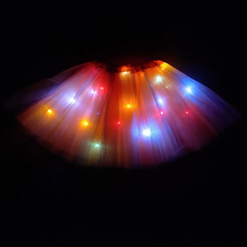 2024 new year Gradation Light LED Kids Coloured lights Tutu Skirt Princess Party Tutus Tulle Child Ballet Dance skirt