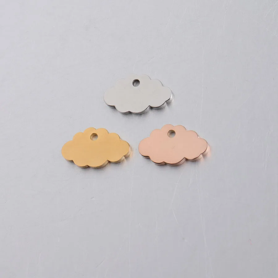 

50pcs 9*15mm Gold/steel Color Stainless steel Material mirror finish small cute cloud Charm for DIY Handmade Jewelry Making