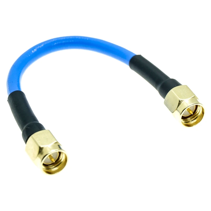 SMA macho para conector macho SMA, RG402, RG-402, Semi flexível, cabo coaxial, 0,141 ", 50ohm, azul