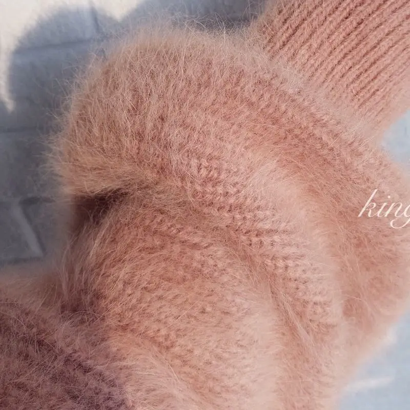 Casaco de cashmere de vison feminino, suéteres soltos, manga batwing, mohair, malha suave, rosa, elegante, alta qualidade, outono, inverno, 2022