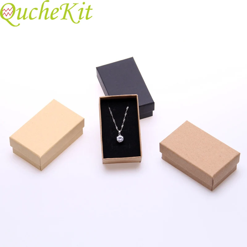 24Pcs Retro Necklace Jewelry Cardboard Box Rectangle Kraft Paper Jewelry Set Gift Box For Ring Earring Display Hoder With Sponge