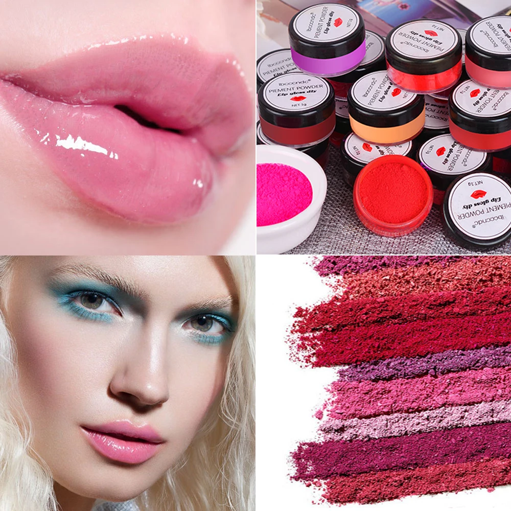 1g Pigment Powder Diy Lip Gloss Powder Material Lip Glaze Pigment for DIY Lipgloss Making Kit Long Lasting Lips Makeup