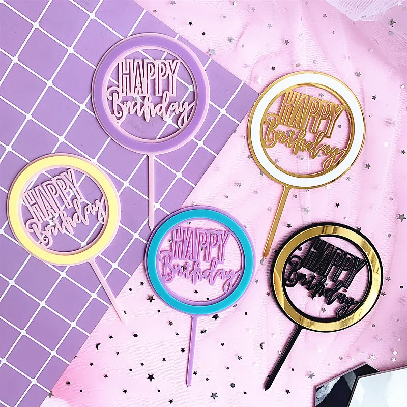 Birthday cake topper Decorations Baking cake Insert Decor Cupcake adult Baby Shower Happy Birthday Party Cake Top Flag Favors
