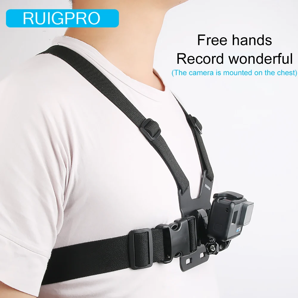 Ruigpro قابل للتعديل تسخير الصدر حزام جبل ل DJI osmo عمل كاميرا Gopro بطل 10 9 8 7 6 5 4 شاومي يي 4K ملحق