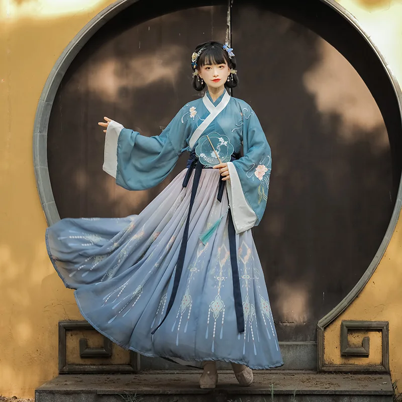 Chinese Traditional Hanfu Costume Woman Ancient Han Dynasty Dress Oriental Princess Dress Lady Elegance Tang Dynasty Dance Wear