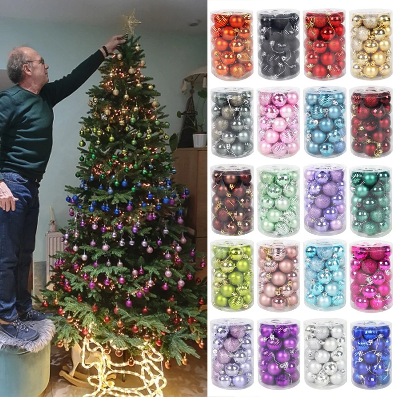 

34pcs Merry Christmas Plastic Balls Hanging Ornaments For Xmas Tree Christmas Decoration Navidad For Home Gift Decor Balls