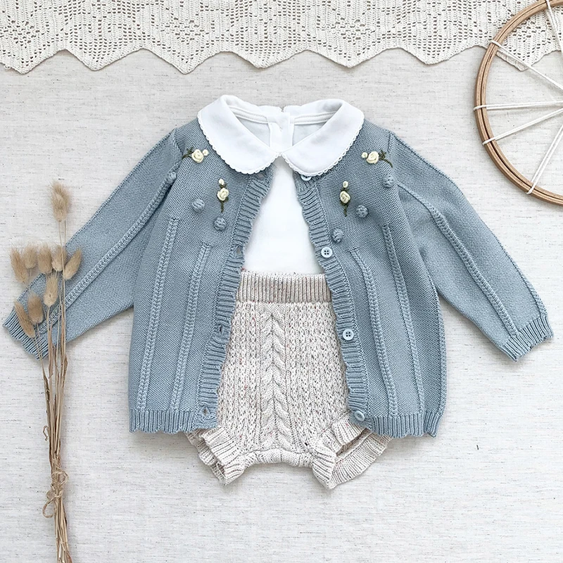 Girls Cardigan Girls Autumn Winter Sweaters 2021 Baby Sweater Fashion Petals Collar Knitted Cardigan Jacket Baby Sweater Coat