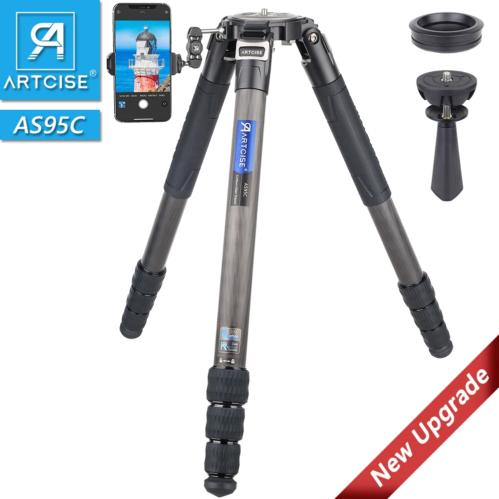 

Luxury Professional Heavy Duty 10 Layers Carbon Fiber Tripod 40mm Leg Tube Ultra Stable AS95C Camera Stand 75mm Bowl Adapter