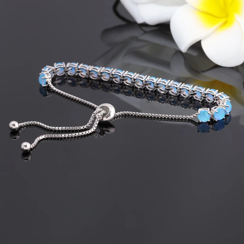 CiNily Color Optional Opal Stone 925 Sterling Silver Bracelets for Boho style Gift For Women Girls Fine Jewelry Sliding Bracelet