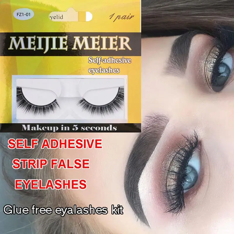 1Pair Self-adhesive Glue Free Faux Mink Eyelashes No Residue On The Skin 3D False Eyelashes Reusable Natural Long Eyelash Makeup