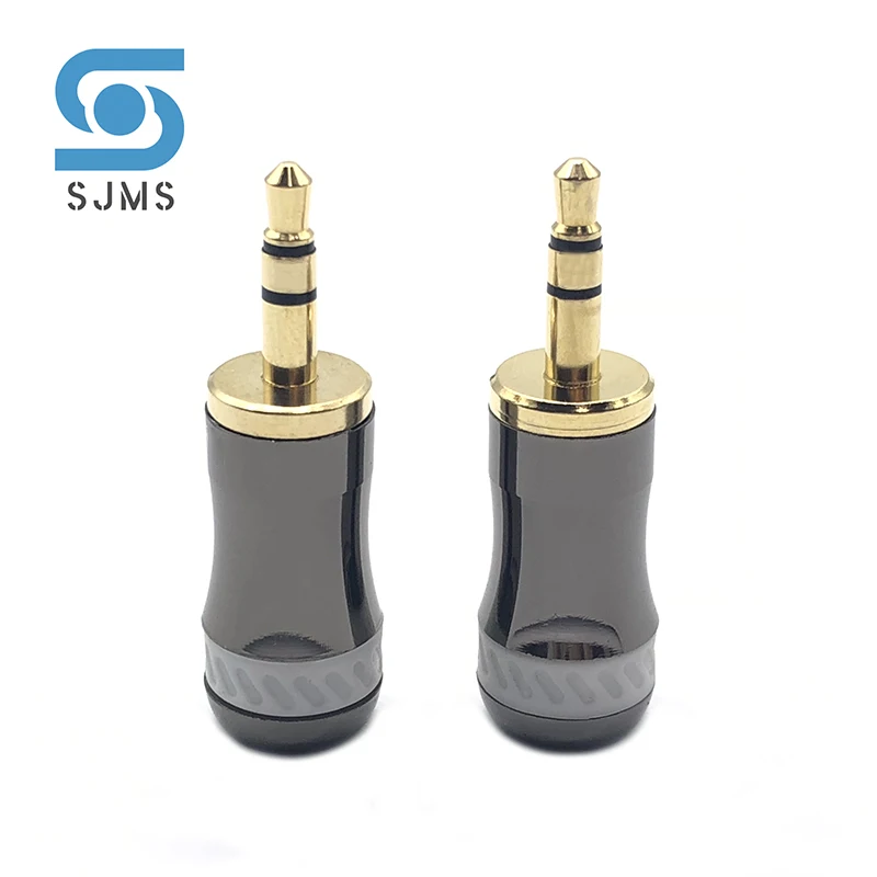 Gold plated Stereo with Clip 3.5 mm 3 Pole Repair Headphone Jack Plug Cable Audio Plug Jack Connector Soldering for 8 mm Cable