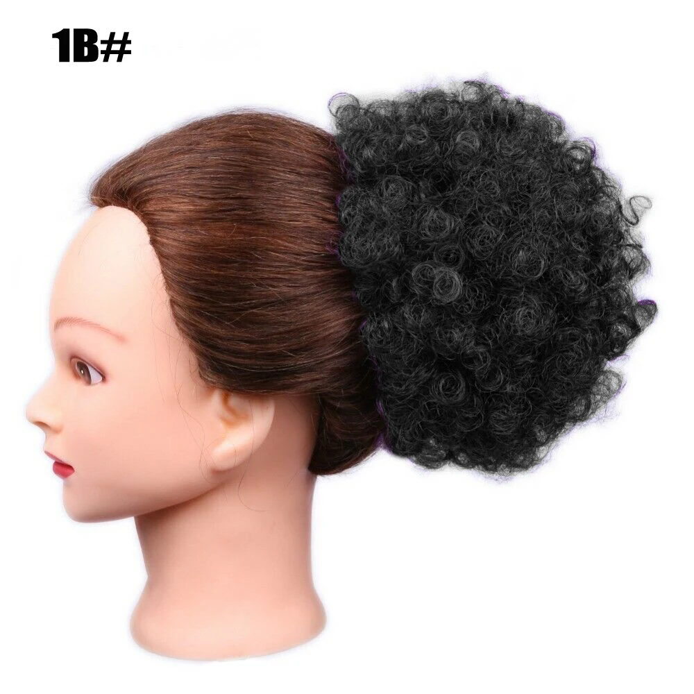 Krótki Afro Puff syntetyczny przyrząd do koka z włosów Chignon Hairpiece dla czarnych kobiet sznurkiem kucyk perwersyjne kręcone Updo klip