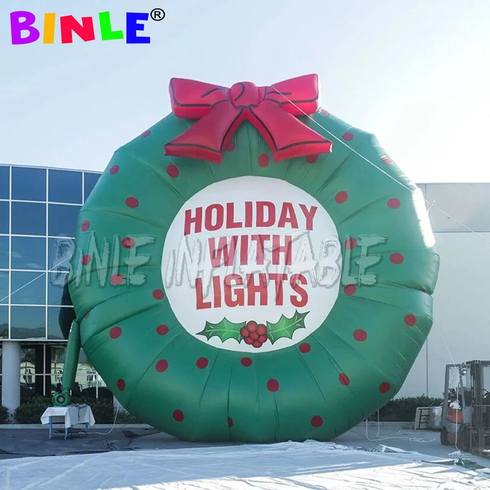 New style promotional giant artificial inflatable christmas wreath/garland with letterings for outdoor christmas decoration