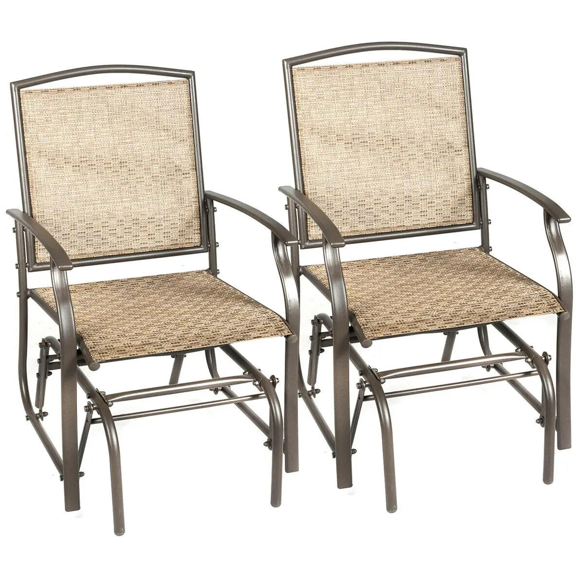 

Costway 2PCS Patio Swing Single Glider Chair Rocking Seating Steel Frame Garden Brown