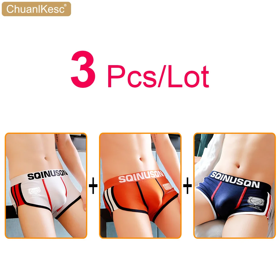 3Pcs Personalized Men's Boxer Pants Pure Cotton Large Size Sexy Underwear Low Waist U-Bag Sweat Absorption Sports Shorts 2020