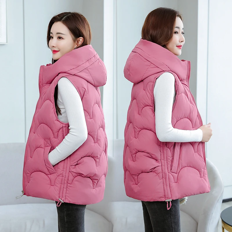 

Oversize Parker Down Cotton Vest Women Short Jacket Autumn Winter Waistcoat Female Fashion Thick Hooded Waistcoat Vest Outerwear