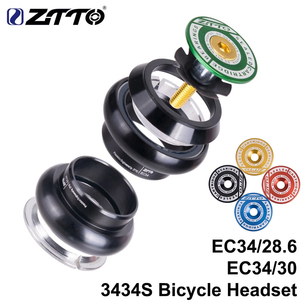 ZTTO 3434S MTB Bike Road Bicycle Headset 34mm EC34 CNC 1 1/8 28.6 Straight Tube fork Internal 34 Konwencjonalny zestaw słuchawkowy bez gwintu