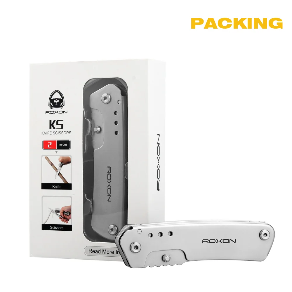 Roxon Folding Pocket Knife and Scissors 2 in 1 EDC Multi tool with Belt Clip, Housework, Survival,Outdoor, Camping, multitool