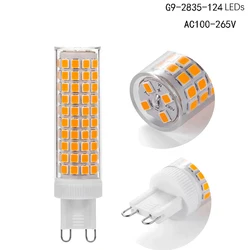 Lâmpada de milho LED, G9 LED Light, SMD 2835, 124LEDS, 85-265V, Substituir lâmpada halógena, branco puro, branco quente, 4000K, 12W